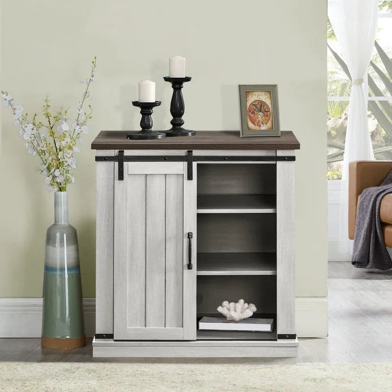 Meuble TV compact de 32 po avec porte de grange, pour téléviseurs jusqu'à 40 po de largeur
