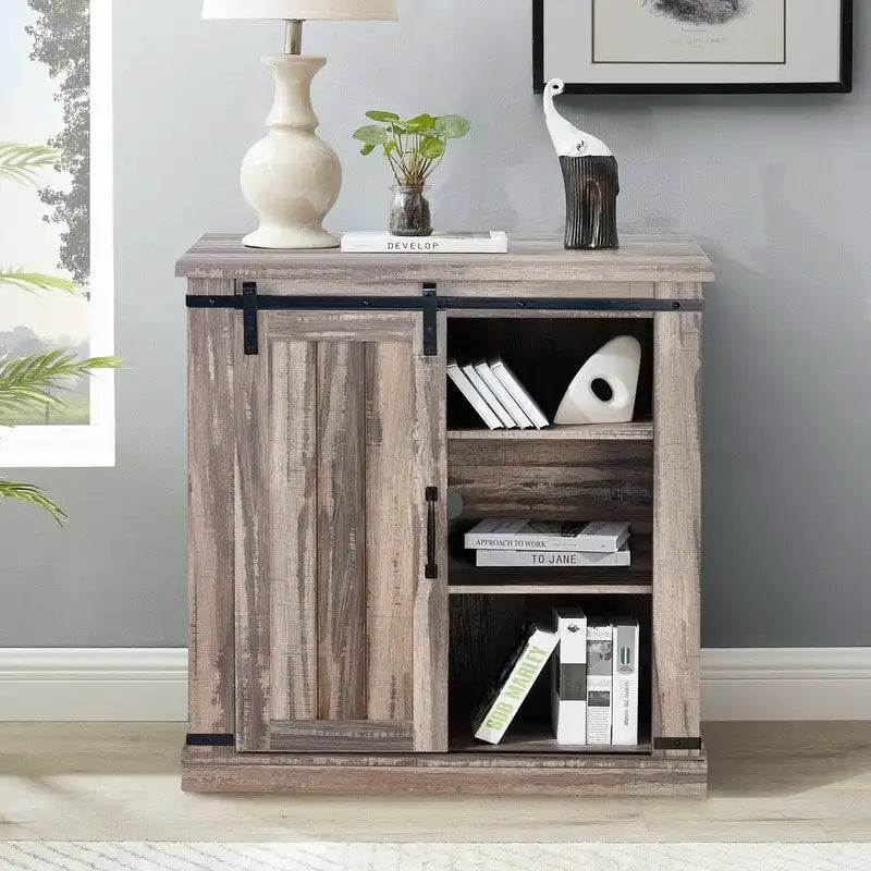 Meuble TV compact de 32 po avec porte de grange, pour téléviseurs jusqu'à 40 po de largeur