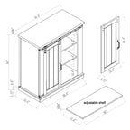 Meuble TV compact de 32 po avec porte de grange, pour téléviseurs jusqu'à 40 po de largeur