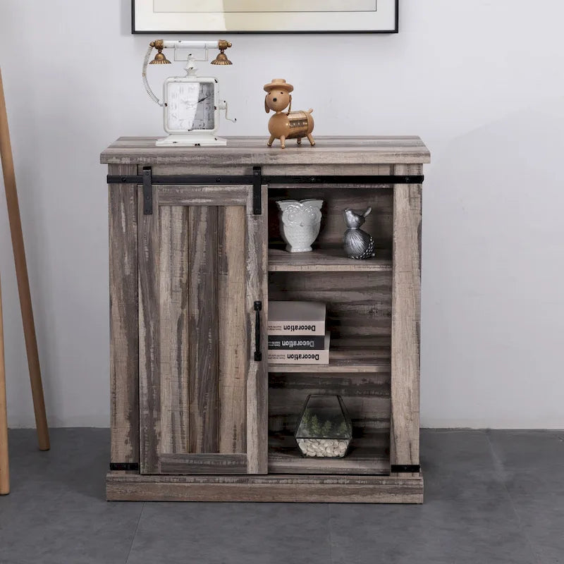 Meuble TV compact de 32 po avec porte de grange, pour téléviseurs jusqu'à 40 po de largeur