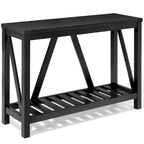 Console en A avec étagère de présentation