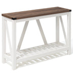 Console en A avec étagère de présentation
