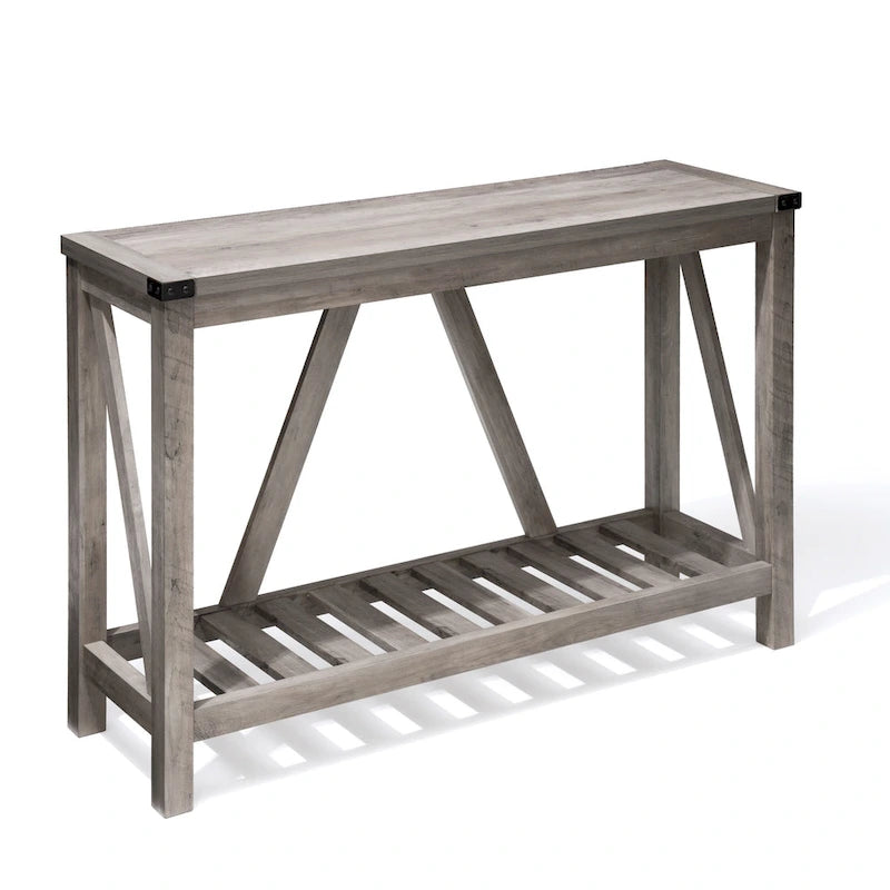 Console en A avec étagère de présentation