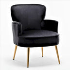 Fauteuil d'appoint tendance en velours US Pride Furniture avec pieds en métal doré