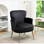 Fauteuil d'appoint tendance en velours US Pride Furniture avec pieds en métal doré
