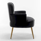 Fauteuil d'appoint tendance en velours US Pride Furniture avec pieds en métal doré