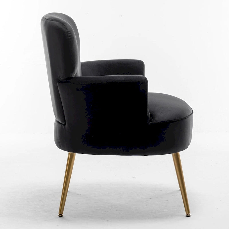 Fauteuil d'appoint tendance en velours US Pride Furniture avec pieds en métal doré