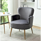 Fauteuil d'appoint tendance en velours US Pride Furniture avec pieds en métal doré