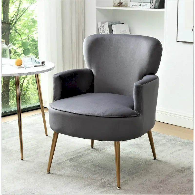 Fauteuil d'appoint tendance en velours US Pride Furniture avec pieds en métal doré