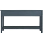 Console de d'entrée rustique, table de canapé de 152 cm de long avec deux tiroirs de tailles différentes et étagère inférieure pour le rangement