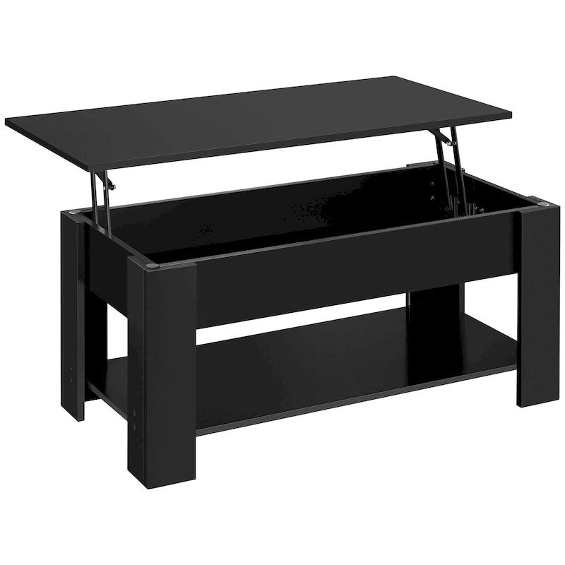 Table basse relevable de 47,5 pouces avec compartiment caché et étagère ouverte