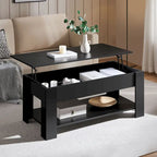 Table basse relevable de 47,5 pouces avec compartiment caché et étagère ouverte