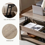 Table basse relevable de 47,5 pouces avec compartiment caché et étagère ouverte