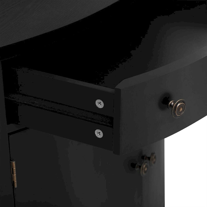 Armoire de rangement à design incurvé avec étagères réglables et tiroir