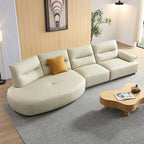 Canapé d'angle incurvé en cuir, rembourré 4 places pour salon