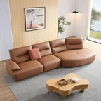 Canapé d'angle incurvé en cuir, rembourré 4 places pour salon