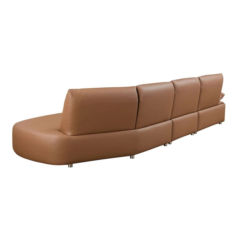 Canapé d'angle incurvé en cuir, rembourré 4 places pour salon