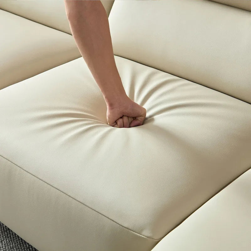 Canapé d'angle incurvé en cuir, rembourré 4 places pour salon