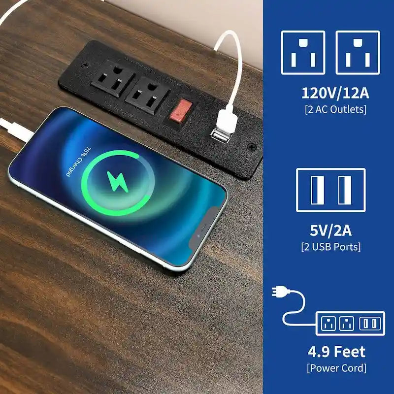 Table d'appoint LED de ferme avec station de chargement et ports USB