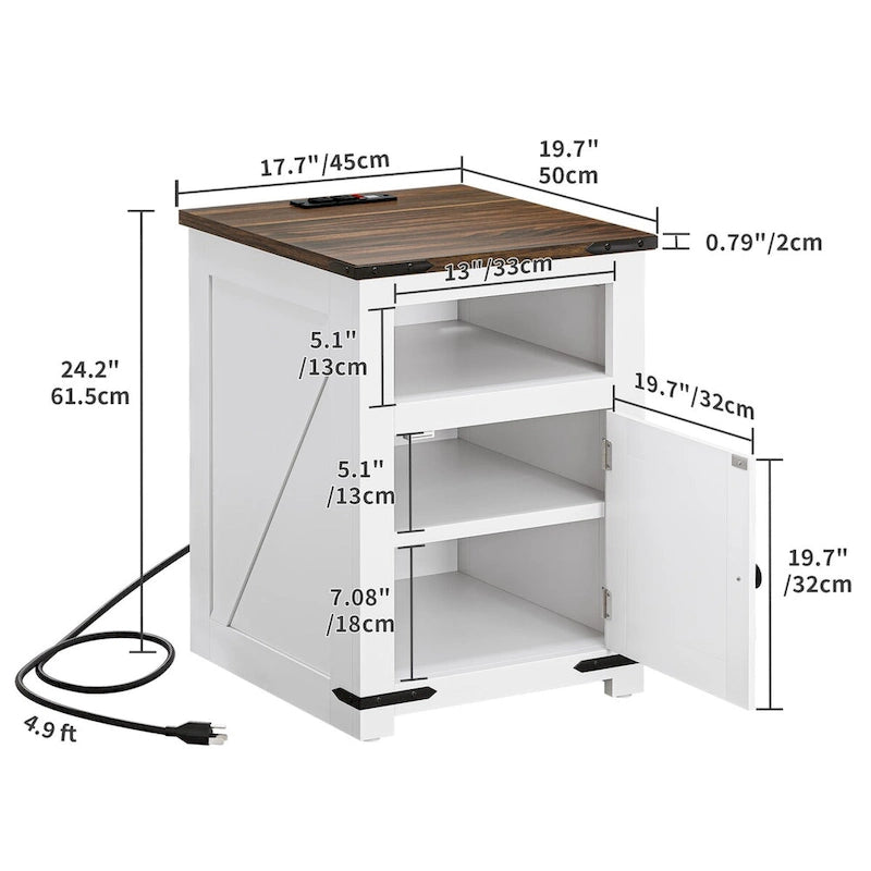 Table d'appoint LED de ferme avec station de chargement et ports USB