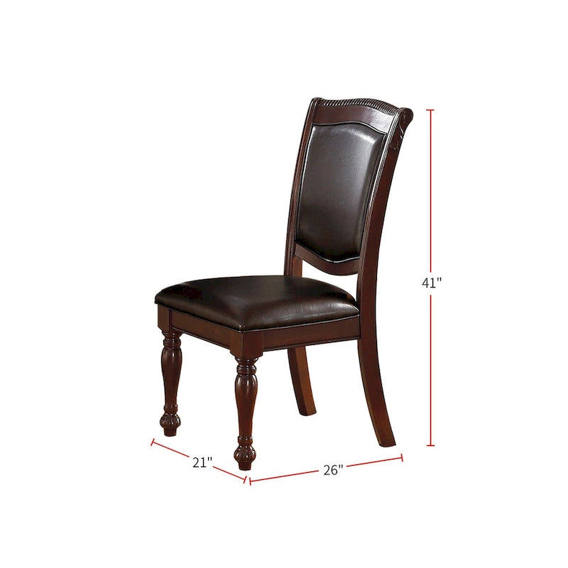 Chaise de salle à manger capitonnée en PU, Marron foncé