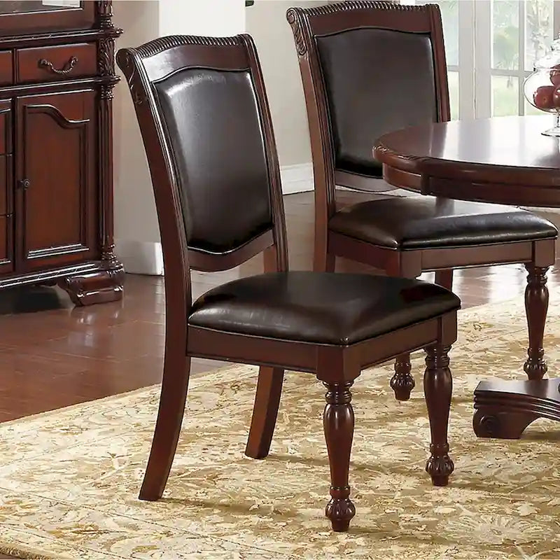 Chaise de salle à manger capitonnée en PU, Marron foncé
