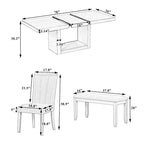 Ensemble de salle à manger contemporain 6 pièces avec table sur pied extensible de 198 cm