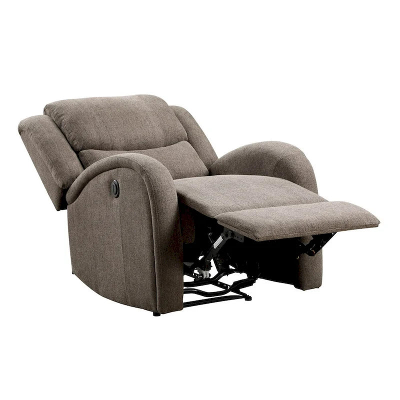 Fauteuil inclinable accent Karena de 38 pouces, chenille marron, bois massif
