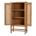 Armoire haute Sibu en rotin naturel de Bohème et bois de teck