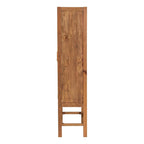 Armoire haute Sibu en rotin naturel de Bohème et bois de teck