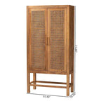 Armoire haute Sibu en rotin naturel de Bohème et bois de teck