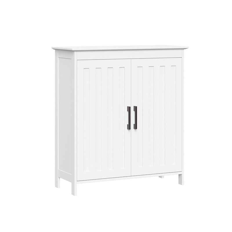 Meuble de rangement à deux portes pour salle de bain et buanderie avec étagères réglables, Blanc