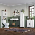 Meuble de rangement à deux portes pour salle de bain et buanderie avec étagères réglables, Blanc