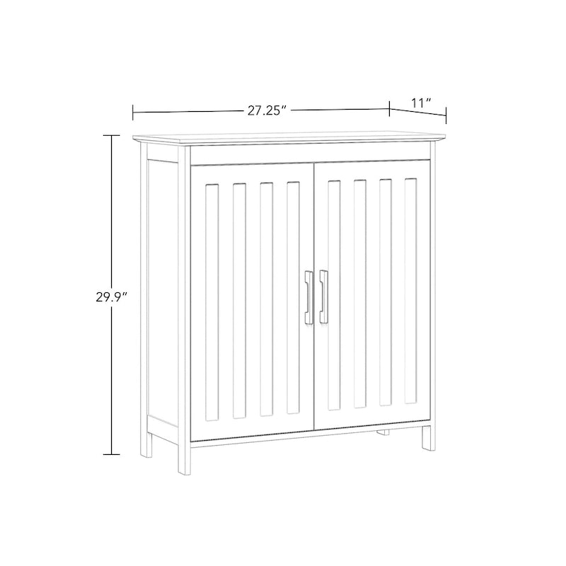 Meuble de rangement à deux portes pour salle de bain et buanderie avec étagères réglables, Blanc