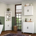 Meuble de rangement à deux portes pour salle de bain et buanderie avec étagères réglables, Blanc