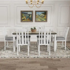 Ensemble de salle à manger extensible 7 pièces de style rétro avec table et chaises rembourrées
