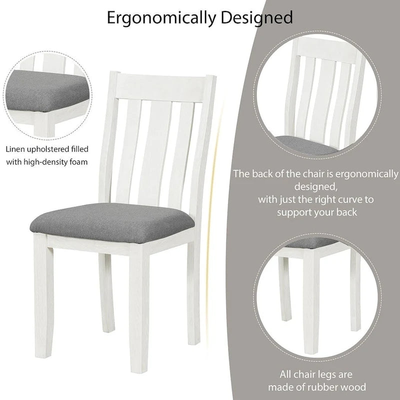 Ensemble de salle à manger extensible 7 pièces de style rétro avec table et chaises rembourrées
