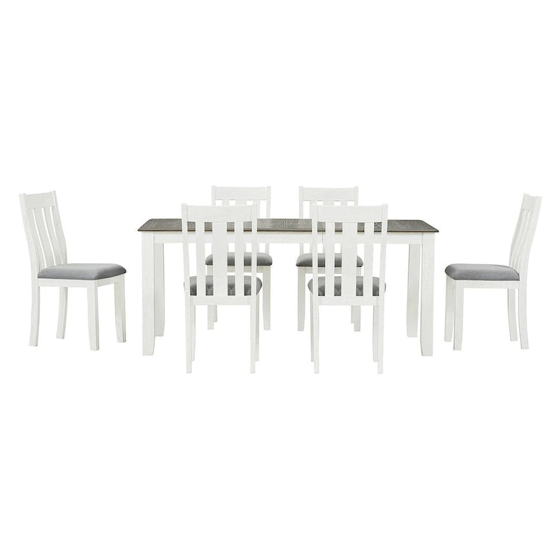 Ensemble de salle à manger extensible 7 pièces de style rétro avec table et chaises rembourrées