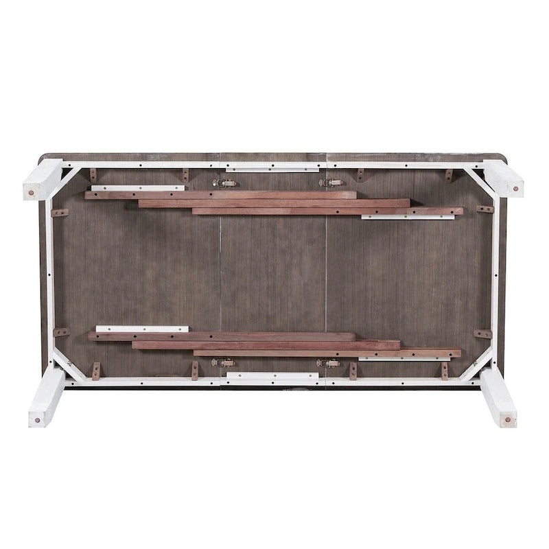 Ensemble de salle à manger extensible 7 pièces de style rétro avec table et chaises rembourrées