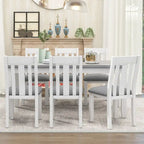 Ensemble de salle à manger extensible 7 pièces de style rétro avec table et chaises rembourrées