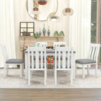 Ensemble de salle à manger extensible 7 pièces de style rétro avec table et chaises rembourrées