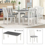 Ensemble de salle à manger extensible 7 pièces de style rétro avec table et chaises rembourrées