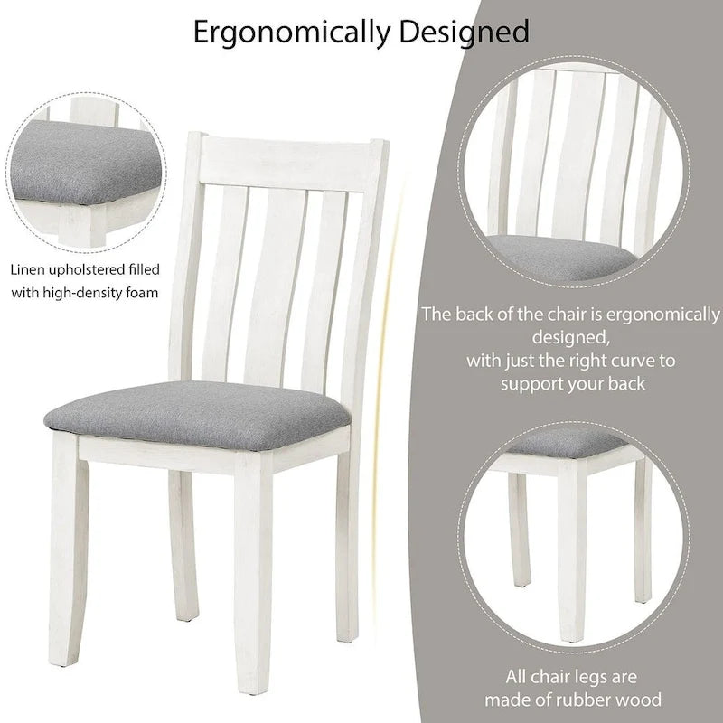 Ensemble de salle à manger extensible 7 pièces de style rétro avec table et chaises rembourrées