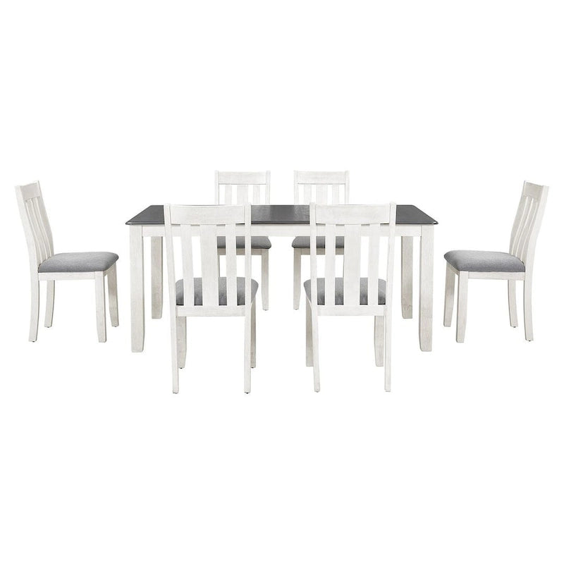 Ensemble de salle à manger extensible 7 pièces de style rétro avec table et chaises rembourrées