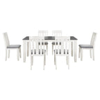 Ensemble de salle à manger extensible 7 pièces de style rétro avec table et chaises rembourrées