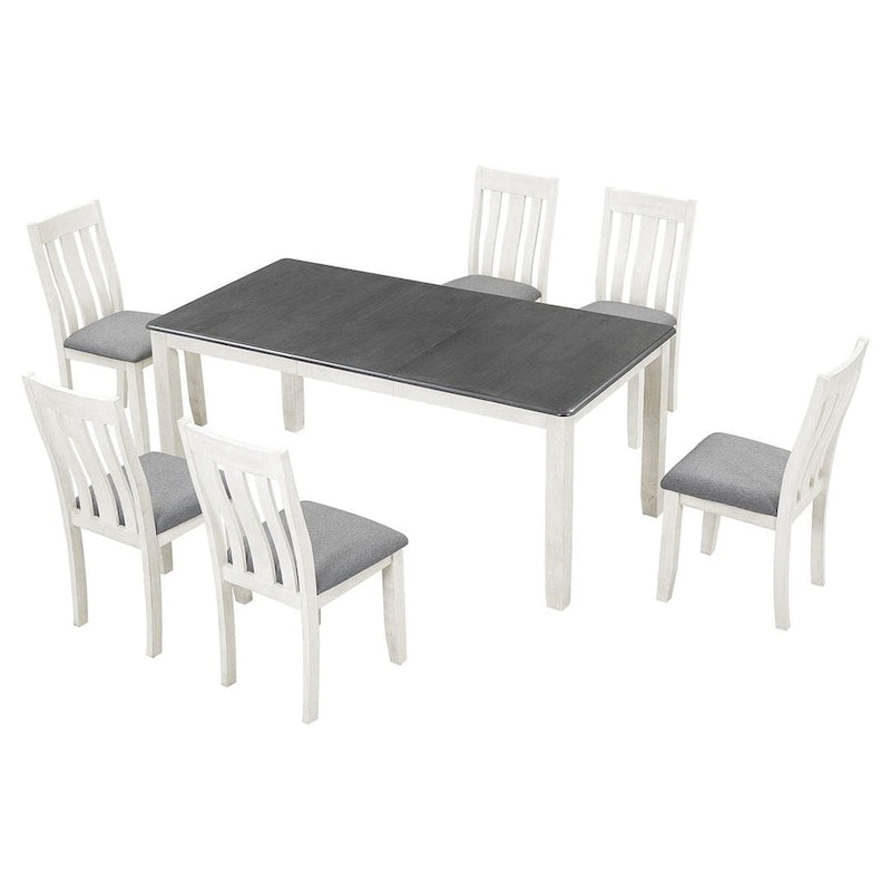 Ensemble de salle à manger extensible 7 pièces de style rétro avec table et chaises rembourrées