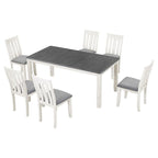 Ensemble de salle à manger extensible 7 pièces de style rétro avec table et chaises rembourrées