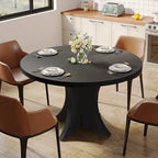 Table de salle à manger ronde pour 4-6 personnes, Table de cuisine noire de 120 cm
