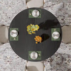 Table de salle à manger ronde pour 4-6 personnes, Table de cuisine noire de 120 cm