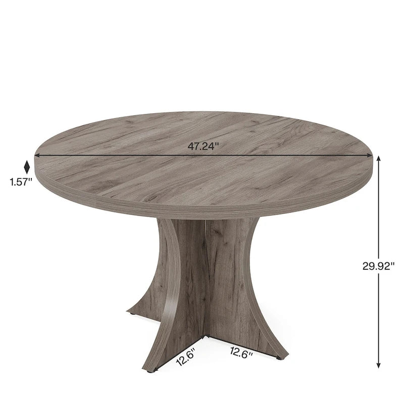 Table de salle à manger ronde pour 4-6 personnes, Table de cuisine noire de 120 cm